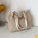 Retro Large Capacity Straw Shoulder Bag for Women