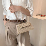 Straw Shoulder Bag Summer Purse Handbag Shopper Solid Weave Crossbody Bag
