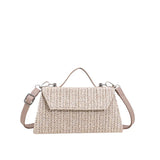 Straw Shoulder Bag Summer Purse Handbag Shopper Solid Weave Crossbody Bag