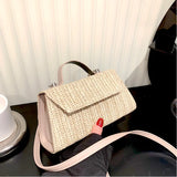 Straw Shoulder Bag Summer Purse Handbag Shopper Solid Weave Crossbody Bag