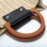 Straw Woven Beach Bag Wooden Handle Shoulder Messenger Resort Style Handbag