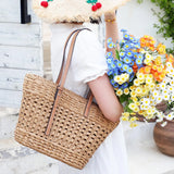 Women Straw Woven Handbag Beach Tote Seaside Summer Vacation Boho