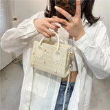 Women Straw Woven Daisy Shoulder Crossbody Bag Small Fresh Flower Zipper Beach H