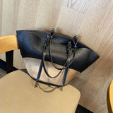 Women Straw Woven Stripe Basket Bag Large Capacity Hand-Woven Handbags