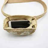 Women Straw-weaving Waist Packs Girls Mini Semicircle Chest Bag