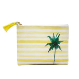 Women Stripe Cosmetic Case Bag Printed Lady Zipper Clutch Bag with Tassel