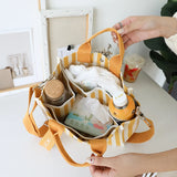 Striped Canvas Small Square Handbag Waterproof Tote Bag