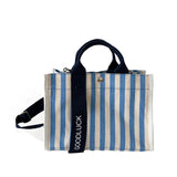 Striped Canvas Small Square Handbag Waterproof Tote Bag