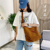 Striped Corduroy Crossbody Shoulder Bag Eco Cloth Purse