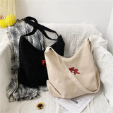 Striped Corduroy Crossbody Shoulder Bag Eco Cloth Purse