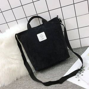 Striped Corduroy Crossbody & Shoulder Bag Eco Purse Solid Handbags