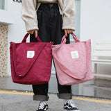 Striped Corduroy Crossbody & Shoulder Bag Eco Purse Solid Handbags