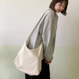Striped Corduroy Crossbody Bag Canvas Zipper Eco Cloth Purse