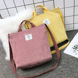 Striped Corduroy Crossbody & Shoulder Bag Eco Purse Solid Handbags