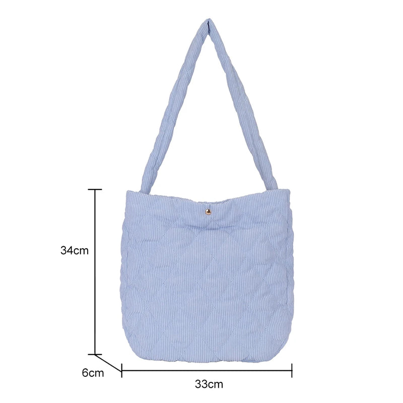 Striped Corduroy Crossbody Bag for College Girls
