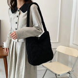 Striped Corduroy Crossbody Bag for College Girls