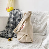 Striped Corduroy Crossbody Bag Canvas Zipper Eco Cloth Purse