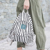 Stripes Canvas Backpack for Teenage Girls