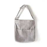 Vintage Stripes Corduroy Shoulder Bag Large Cross Body Handbag