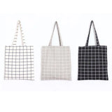Women Canvas Plaid Shoulder Tote Bag Eco Shopping Large
