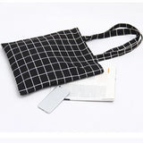 Women Canvas Plaid Shoulder Tote Bag Eco Shopping Large