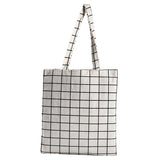 Women Canvas Plaid Shoulder Tote Bag Eco Shopping Large