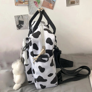Women Stylish Cow Print Backpack Shoulder Bags Lightweight Cross-body Purse