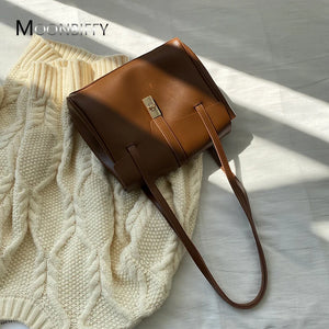 Soft Leather Flap Tote Bag Top PU Leather Shoulder Crossbody Bags