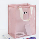 Eye Print Women Beach Bag Tote Bag Mesh Fabric Reusable Shopping Shoulder Bag