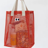Eye Print Women Beach Bag Tote Bag Mesh Fabric Reusable Shopping Shoulder Bag