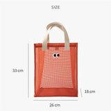 Eye Print Women Beach Bag Tote Bag Mesh Fabric Reusable Shopping Shoulder Bag