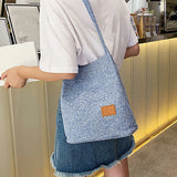 Women Linen Beach Bag Large Capacity Shoulder Tote Casual Travel Shopping