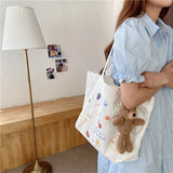 Women Beach Bags Large Capacity Tassel Shoulder Totes Casual Shopping Bag