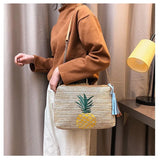 Women Summer Beach Bags Woven Vacation Beach Cross Bag Tassel Straw Bags Handbag