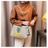 Women Summer Beach Bags Woven Vacation Beach Cross Bag Tassel Straw Bags Handbag