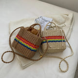 Women Summer Beach Straw Handbags Woven Ladies Shoulder Messenger Bags