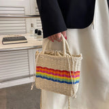 Women Summer Beach Straw Handbags Woven Ladies Shoulder Messenger Bags