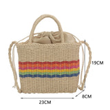 Women Summer Beach Straw Handbags Woven Ladies Shoulder Messenger Bags