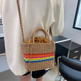 Women Summer Beach Straw Handbags Woven Ladies Shoulder Messenger Bags
