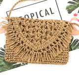 Women Summer Beach Tassels Straw Rattan Shoulder Messenger Bags