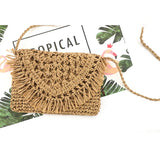 Women Summer Beach Tassels Straw Rattan Shoulder Messenger Bags