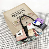 Women Summer Beach Bags Straw Handbags Lady Bag Big Letter Totes