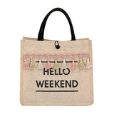 Women Summer Beach Bags Straw Handbags Lady Bag Big Letter Totes