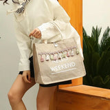 Women Summer Beach Bags Straw Handbags Lady Bag Big Letter Totes