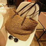 Vintage Straw Rattan Bag Large Shoulder Bags Boho Woven Handb