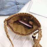 Straw Messenger Bag Hollow Out Woven Shoulder Tassel Crossbody Beach Travel