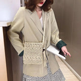 Women Straw Messenger Bag Hollow Out Woven Shoulder Tassel Crossbody Beach