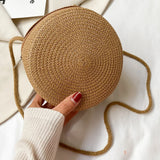 Summer Straw Messenger Bag with Flower Decor Crossbody Beach Travel Bag