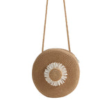 Summer Straw Messenger Bag with Flower Decor Crossbody Beach Travel Bag
