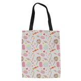 Women Supermarket Shopping Bag Cartoon Candy Ice Cream Canvas Tote Bags